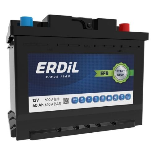 Erdil Akü EFB Otomotiv 60 Ah L2 SMF – Start-Stop Uyumlu, Dengeli ve Güvenilir Performans