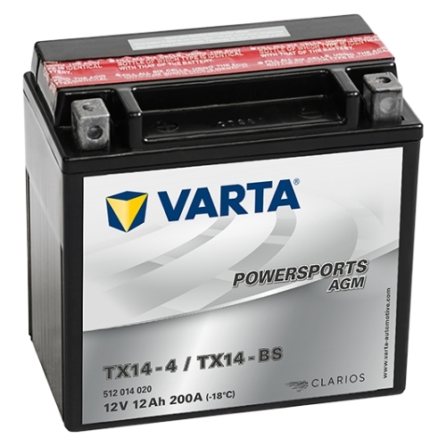 Varta TX14 12 Ah Motosiklet Aküsü – Güçlü Marş ve Titreşime Dayanıklı Yapı